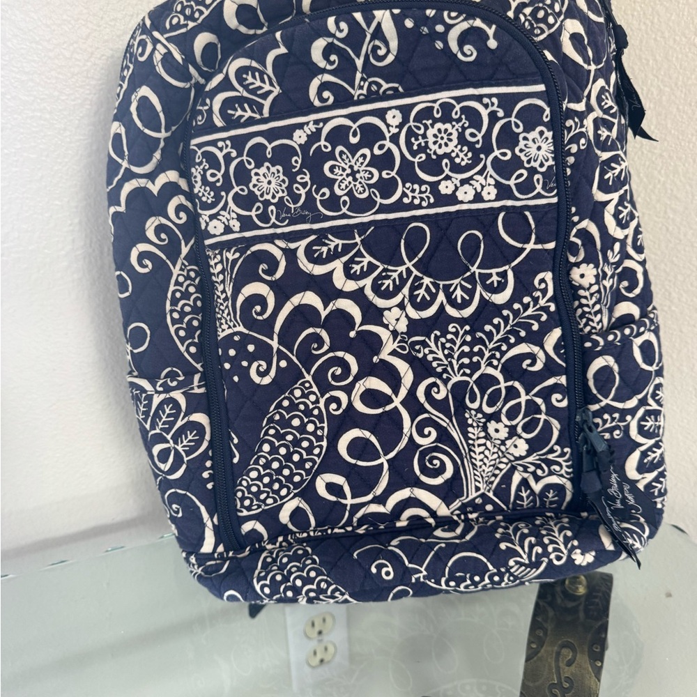 VERA BRADLEY Quilted Navy Retired Twirly Bird Pattern Laptop Backpack